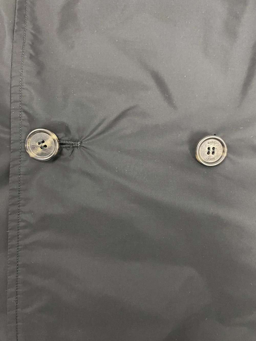 Gucci black packable nylon trench coat — JAMES VELORIA